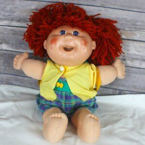 Redhead Cabbage Patch Doll with Back Pack, Green Dress Yellow Cardigan Snacktime